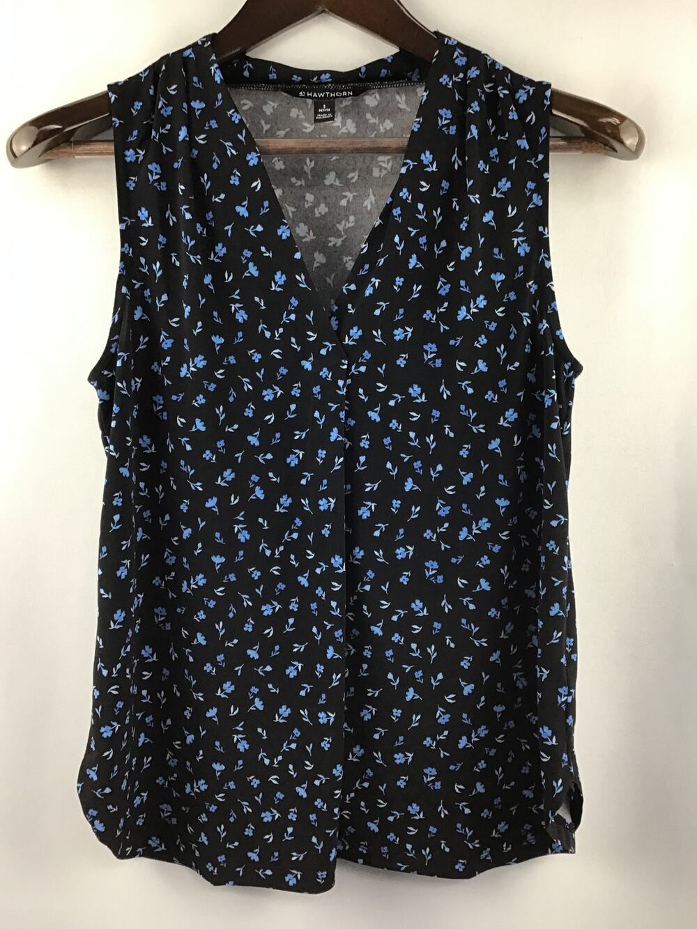 41 Hawthorn Sleeveless V-Neck Floral Blouse Petite Small